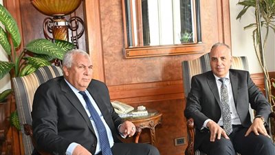 وزير الري يبحث موقف المشروعات المائية مع محافظ الوادى الجديد