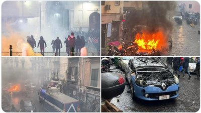 فيديوهات لحرب شوارع بين الجماهير والشرطة قبل موقعة نابولي وفرانكفورت بدوري الأبطال