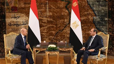 السيسي يستقبل رئيس مجلس القيادة اليمني ويناقش جهود التوصل لتسوية للأزمة اليمنية 