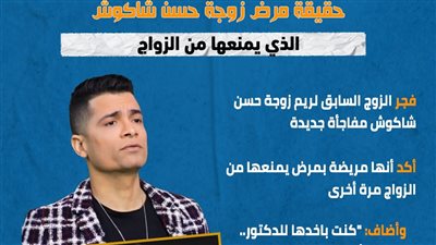 حقيقة مرض زوجة حسن شاكوش الذي يمنعها من الزواج (إنفوجراف)