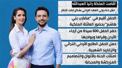 حفل عناء زفاف ولي عهد الأردن يخطف الأنظار (إنفوجراف)