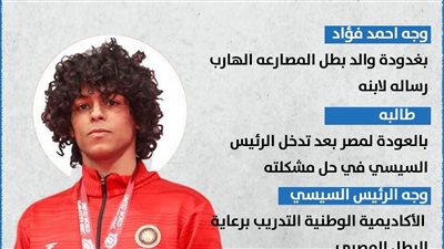 بعد تدخل السيسي.. رسائل لبطل المصارعة المصري من والده (إنفوجراف)