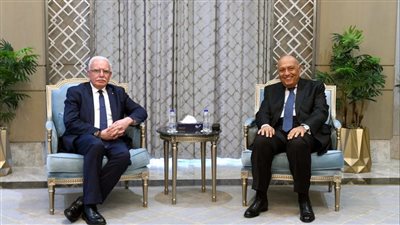 سامح شكري يلتقي وزير خارجية فلسطين