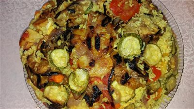 طريقة عمل المقلوبة بالباذنجان دون لحم 