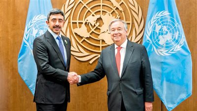 عبدالله بن زايد يلتقي غوتيريش في لقاء على هامش الدورة الـ78 للجمعية العامة للأمم المتحدة