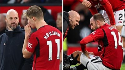 مانشستر يونايتد يكشف طبيعة إصابة الثنائي الدنماركي إريكسن وهويلوند