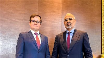 نائب رئيس مجلس القيادة الرئاسي باليمن يلتقي القائم بأعمال السفير الروسي لدى بلاده (صور)