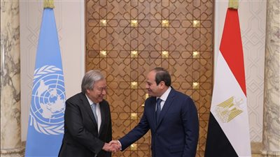 السيسي وسكرتير عام الأمم المتحدة يؤكدان الرفض التام والقاطع لتهجير الفلسطينيين من أراضيهم