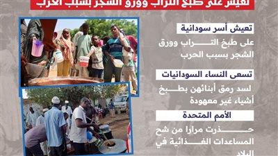 أسر سودانية تعيش على طبخ التراب وورق الشجر بسبب الحرب (إنفوجراف)