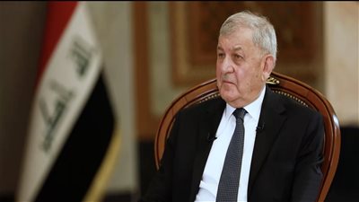 الرئيس العراقي: نرفض تهجير سكان غزة تحت أي مسمى