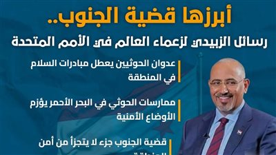 أبرزها قضية الجنوب.. رسائل الزبيدي لزعماء العالم في الأمم المتحدة (إنفوجراف)