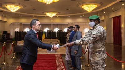 سفير مصر الجديد في مال يقدم أوراق اعتماده لرئيس السلطة الانتقالية