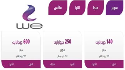 أسعار باقات الإنترنت الأرضي وي WE