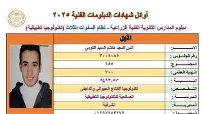 بعد ظهور اوائل الدبلومات الفنية 2025.. استعلم الآن برقم الجلوس