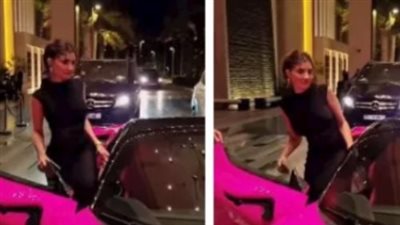 إطلالة مي عمر مع الفيراري.. أناقة وجمال في مشهد واحد