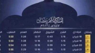 إمساكية رمضان 2026 المتوقعة.. موعد آذان الفجر والمغرب في أول أيام الشهر الفضيل