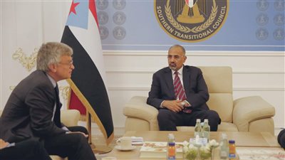 مشاورات سياسية موسعة بين رئيس الإنتقالي الجنوبي باليمن والمبعوث السويدي بالإمارات