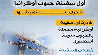 أول سفينة حبوب أوكرانية تتحرك بعد تفتيشها