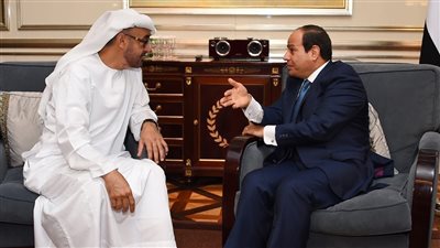 محمد بن زايد يصل مدينة العلمين ويلتقي الرئيس المصري
