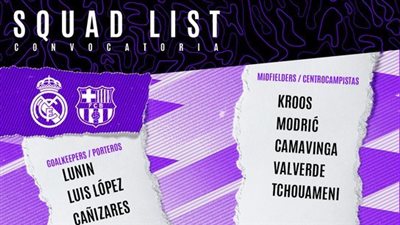 كلاسيكو الأرض.. قائمة ريال مدريد لمواجهة برشلونة في الدوري الإسباني