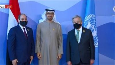 السيسي وجوتيريش يستقبلان الرئيس الإماراتي استعدادا لقمة المناخ