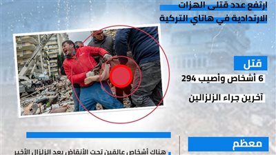 ارتفاع عدد القتلى في هاتاي التركية بسبب الهزات الارتدادية (إنفوجراف)